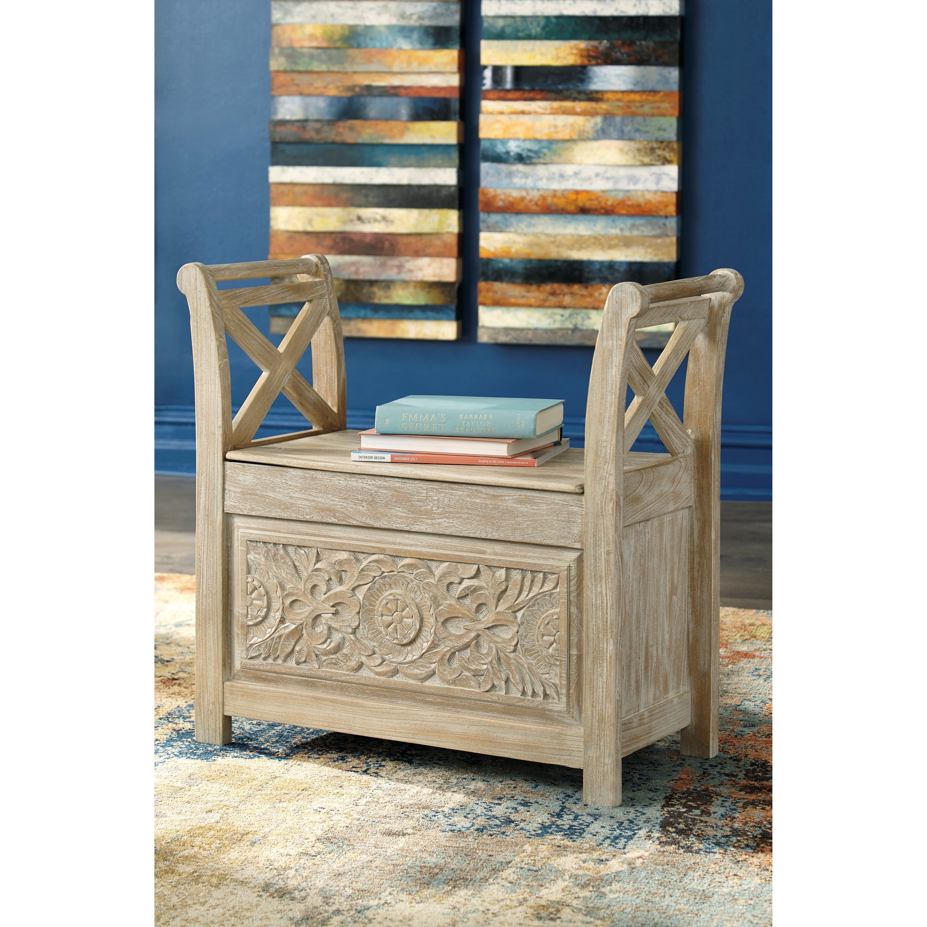 Signature Design by Ashley Fossil Ridge Storage Accent Bench with